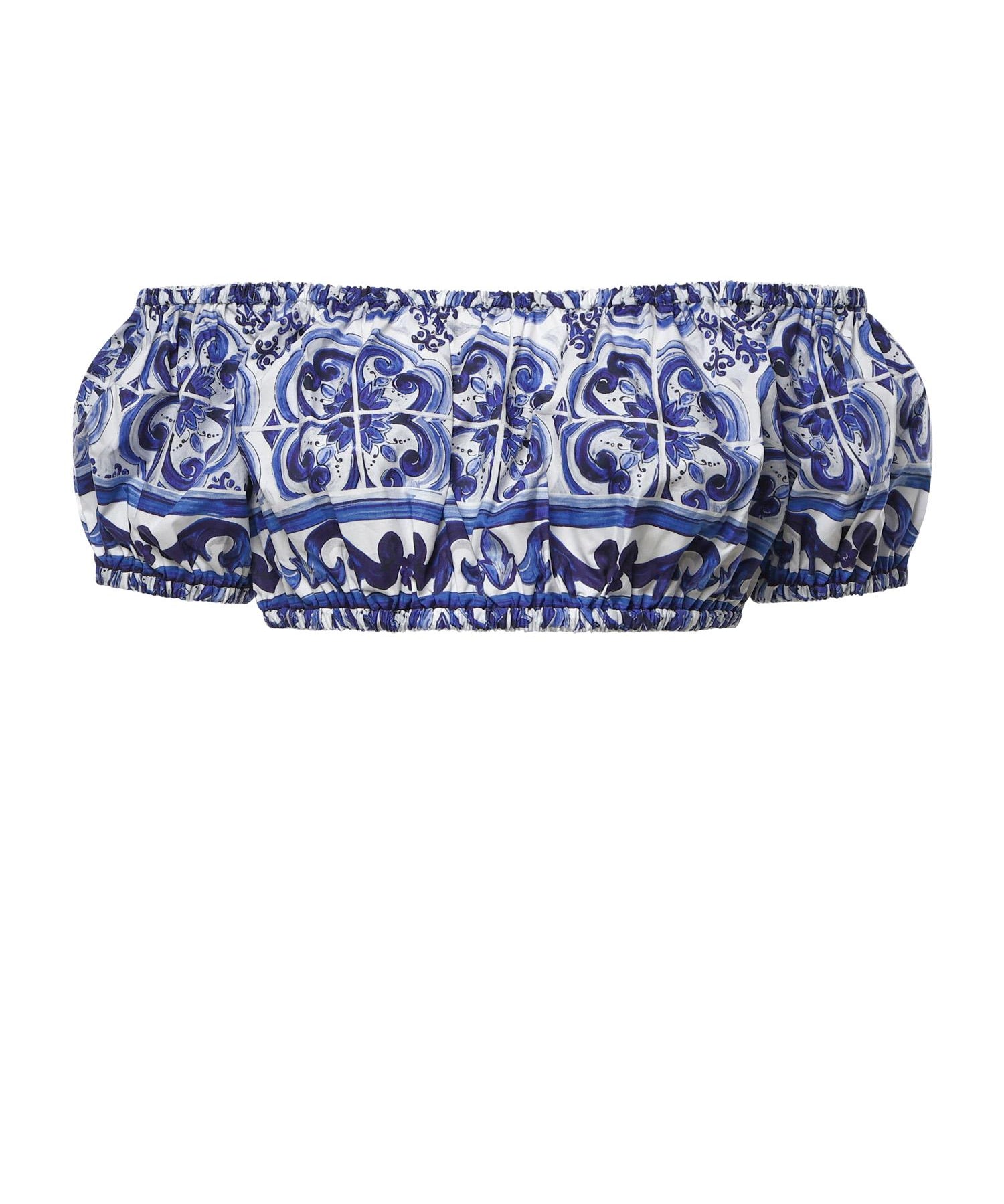 Top corto in popeline stampa maiolica F755RT HH5BAHA3TN DOLCE & GABBANA 