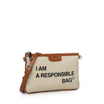 Clutch Responsible con logo 73BS9N004 RESPONSIBLEOFF WHITE/CUOIO V° 73 