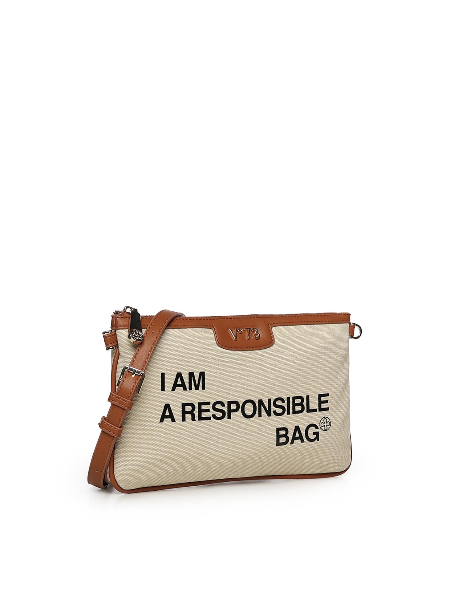 Clutch Responsible con logo 73BS9N004 RESPONSIBLEOFF WHITE/CUOIO V° 73 