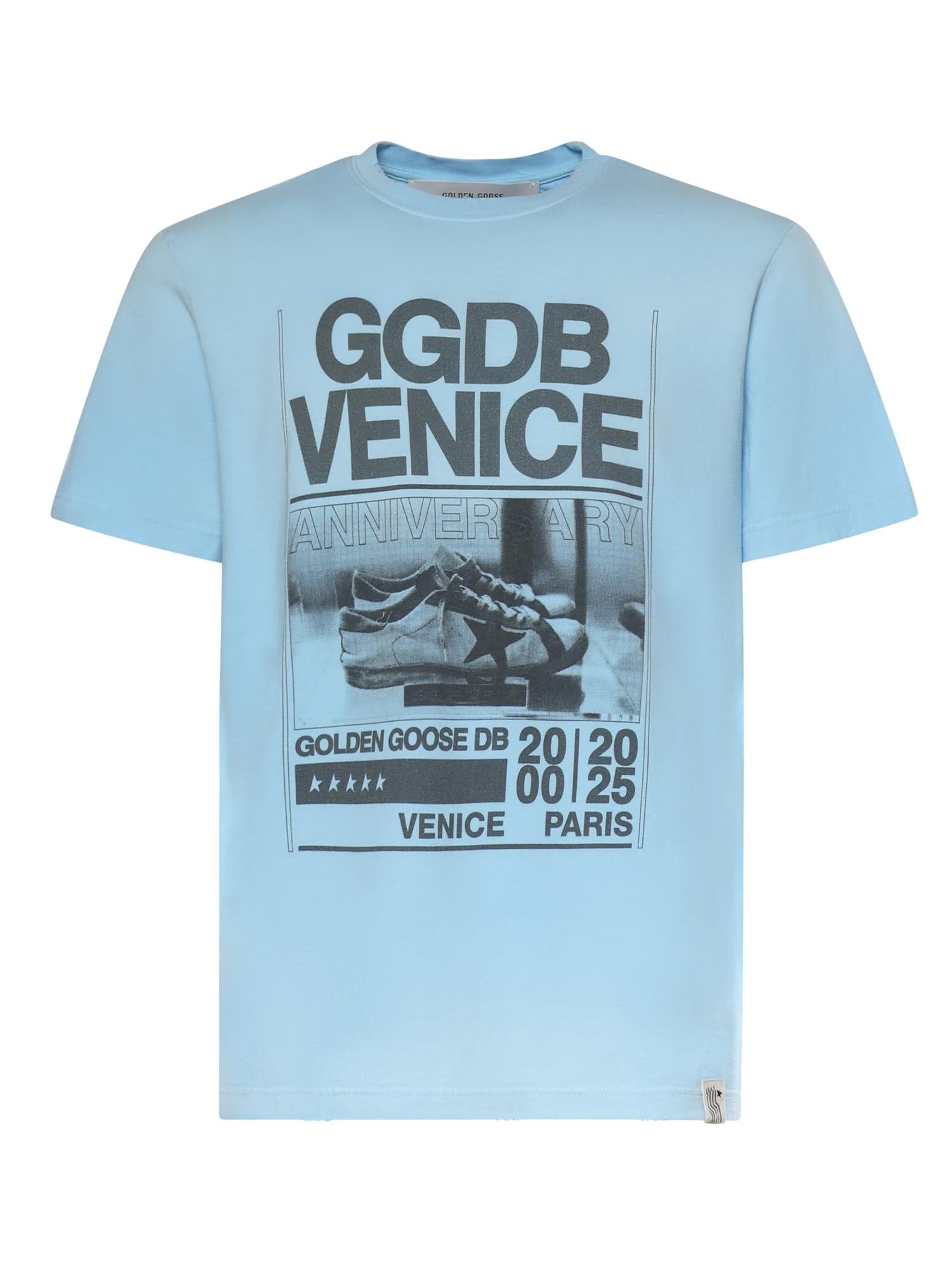 T-shirt in jersey di cotone con stampa GMP01220 P00236850977 GOLDEN GOOSE 