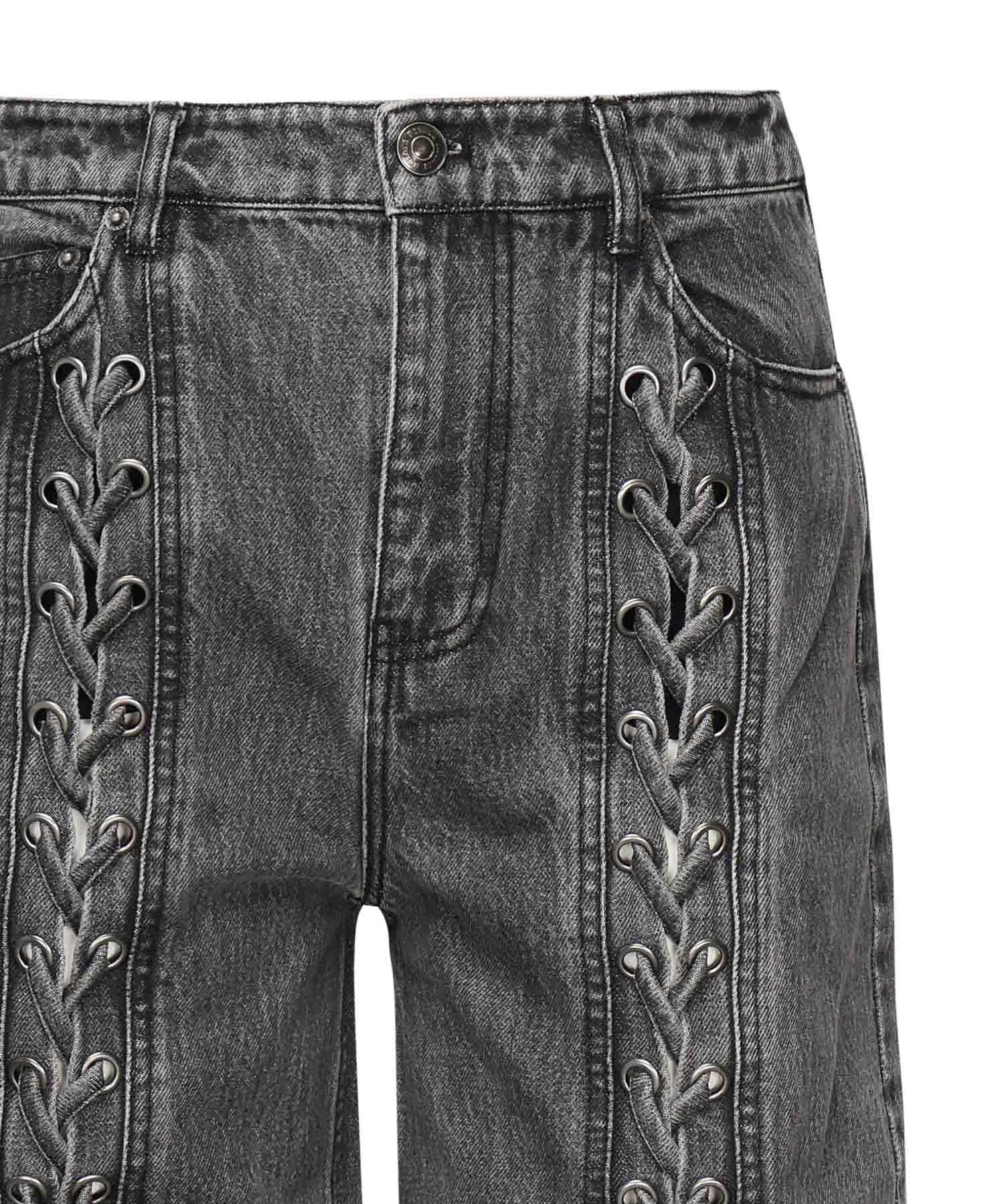 Jeans a gamba dritta con lacci 115069 100 ROTATE 