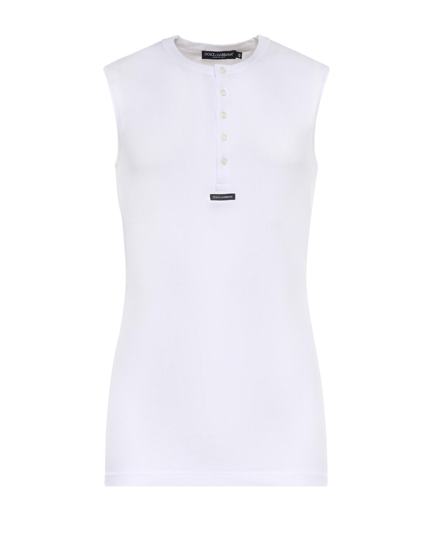 T-shirt Serafino in cotone con logo G8TO9T FU7AVW0800 DOLCE & GABBANA 