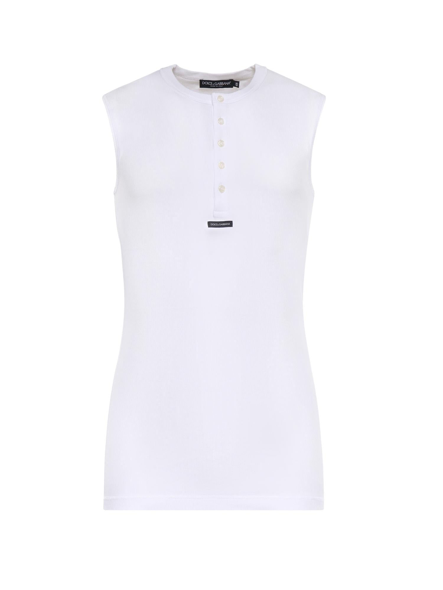 T-shirt Serafino in cotone con logo G8TO9T FU7AVW0800 DOLCE & GABBANA 
