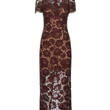 Abito midi in pizzo AW25096M BU SELF-PORTRAIT 