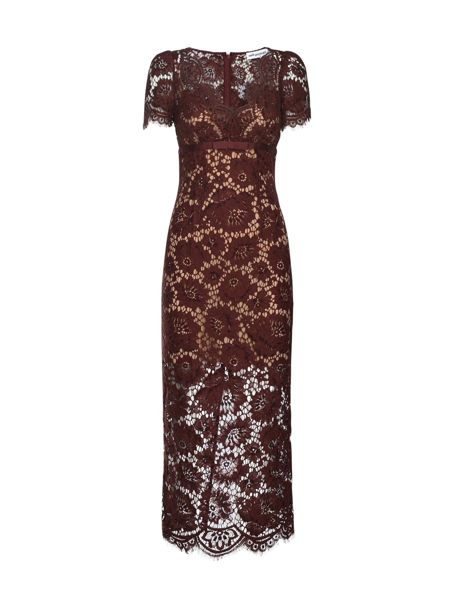 Abito midi in pizzo AW25096M BU SELF-PORTRAIT 