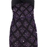 Abito a fascia in nylon con paillettes FW22-5463 -BLACK/PURPLE BLKPU RETROFÊTE 