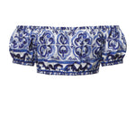 Top corto in popeline stampa maiolica F755RT HH5BAHA3TN DOLCE & GABBANA 
