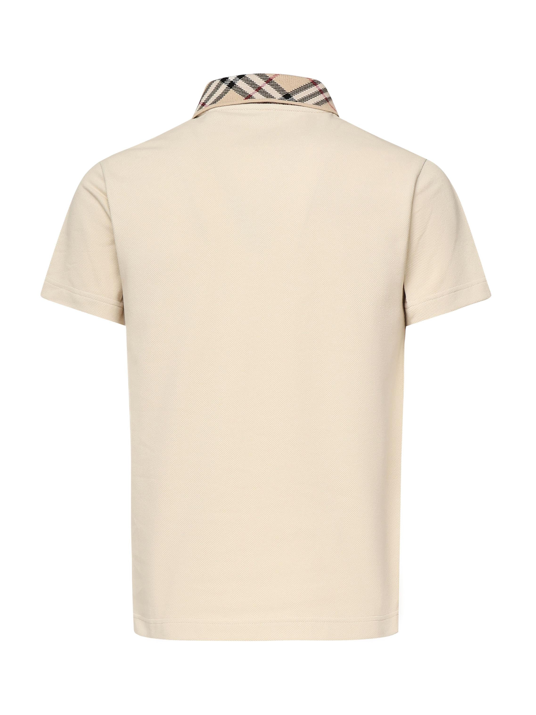 Polo in cotone con colletto Check 8103864 C1740 BURBERRY 