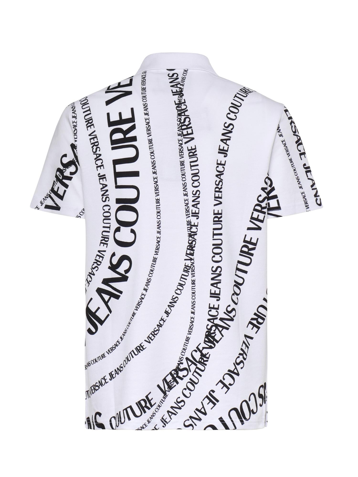 Polo in piqué di cotone con stampa 80GAG6R0 JS556L02 VERSACE JEANS COUTURE 