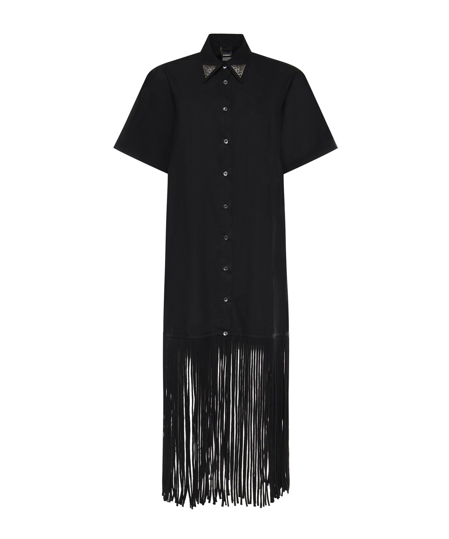 Abito chemisier lungo con frange e dettagli metallici 106827 A2LDZ99 PINKO 