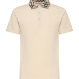 Polo in cotone con colletto Check 8103864 C1740 BURBERRY 