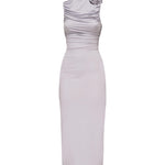 Abito midi arricciato con collo alto<BR/> 1205250000025 PURPLE MAGDA BUTRYM 
