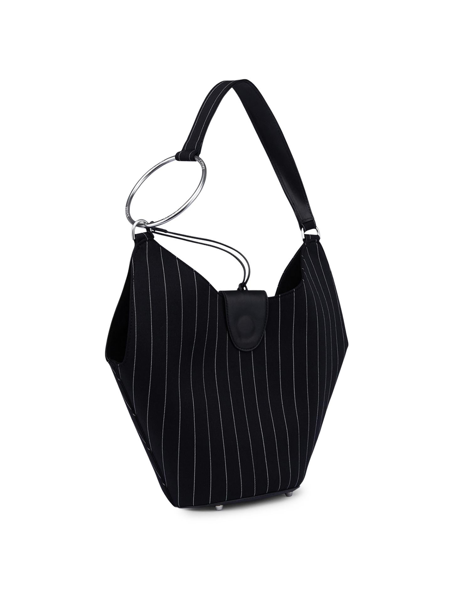 Borsa Small hobo in fresco di lana gessato WB320 ES0080D999 DONDUP 