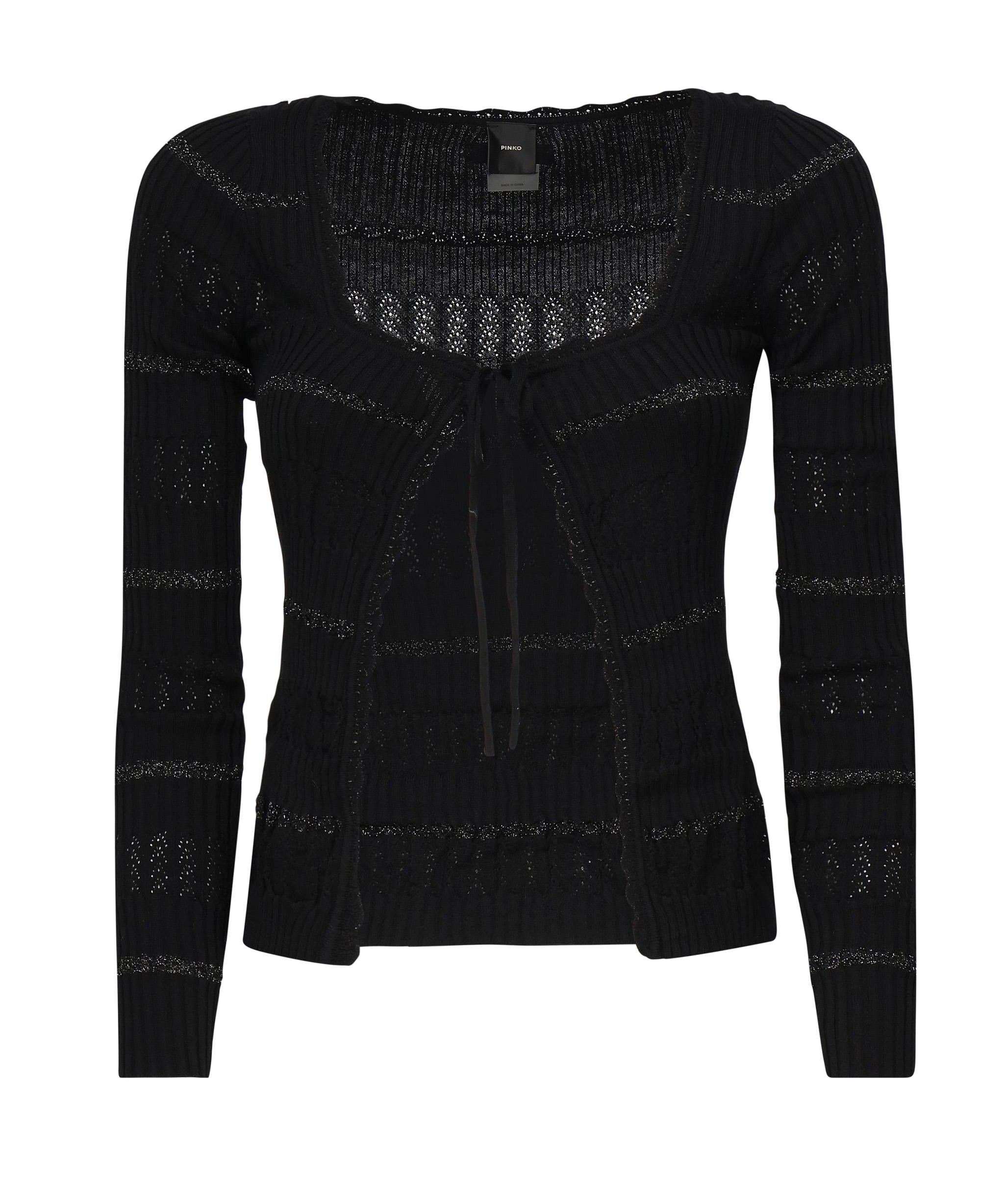 Polo maniche lunghe con riga metallizzata 104734 A2FCZ99 PINKO 