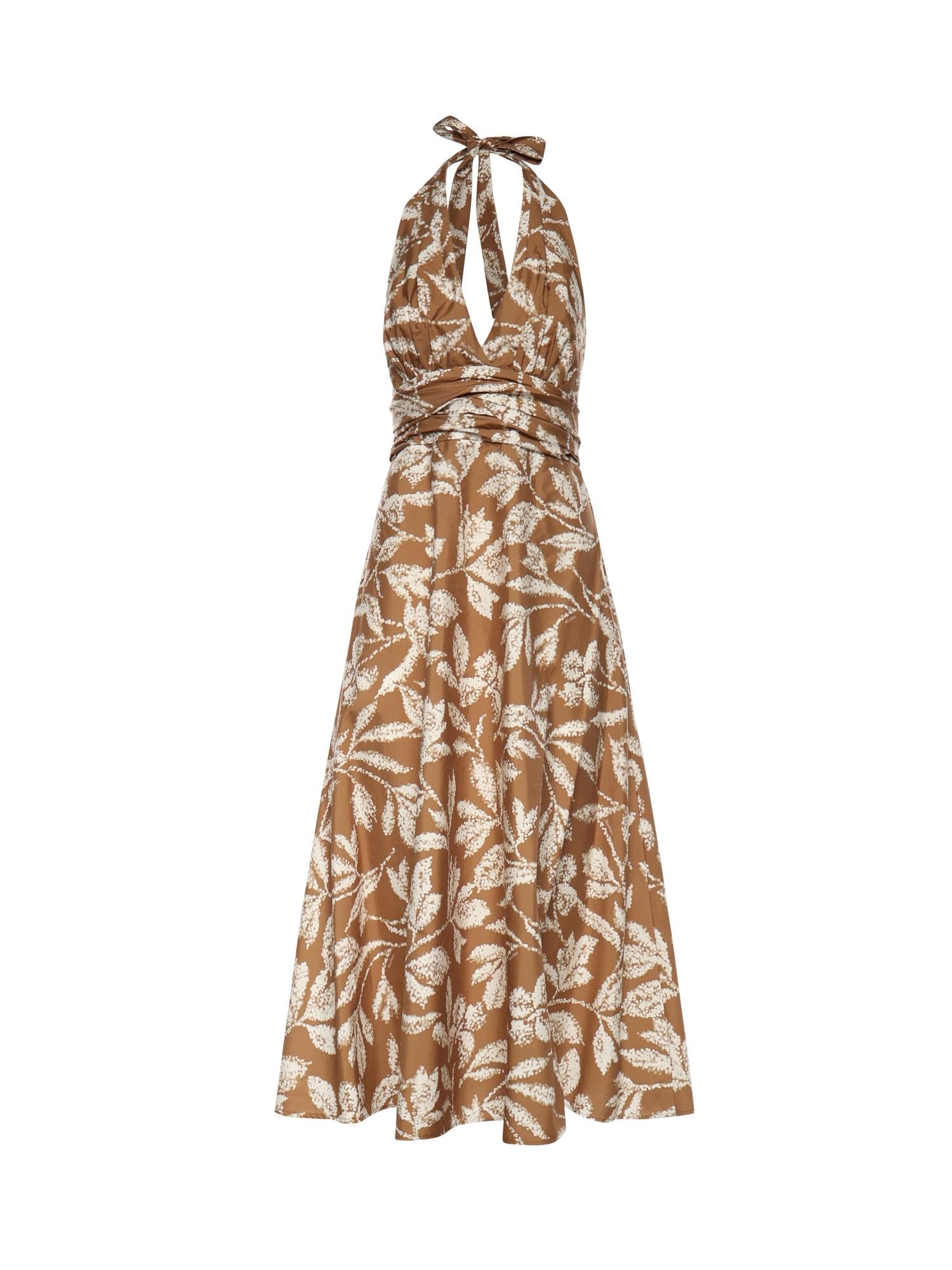 Abito lungo in popeline stampato 2611221042600 001 MAX MARA 