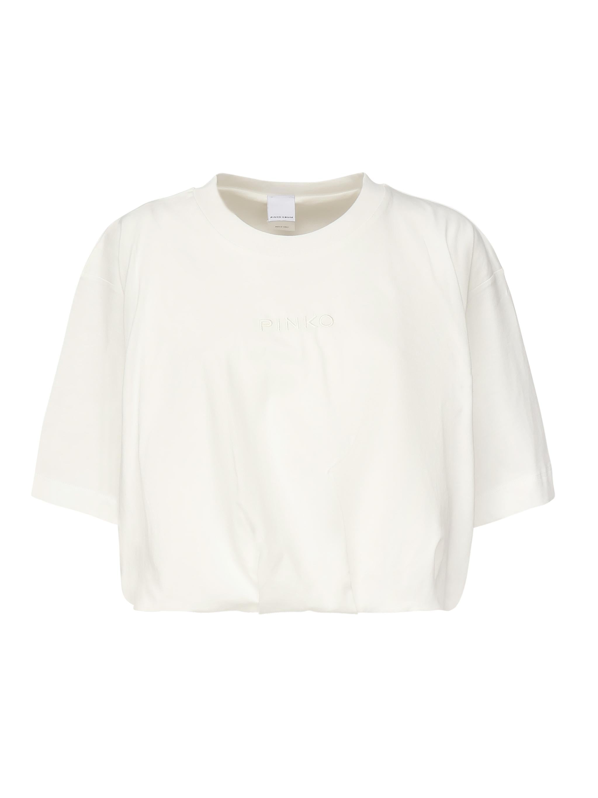 T-shirt cropped con ricamo logo 104257 A2F8Z05 PINKO 