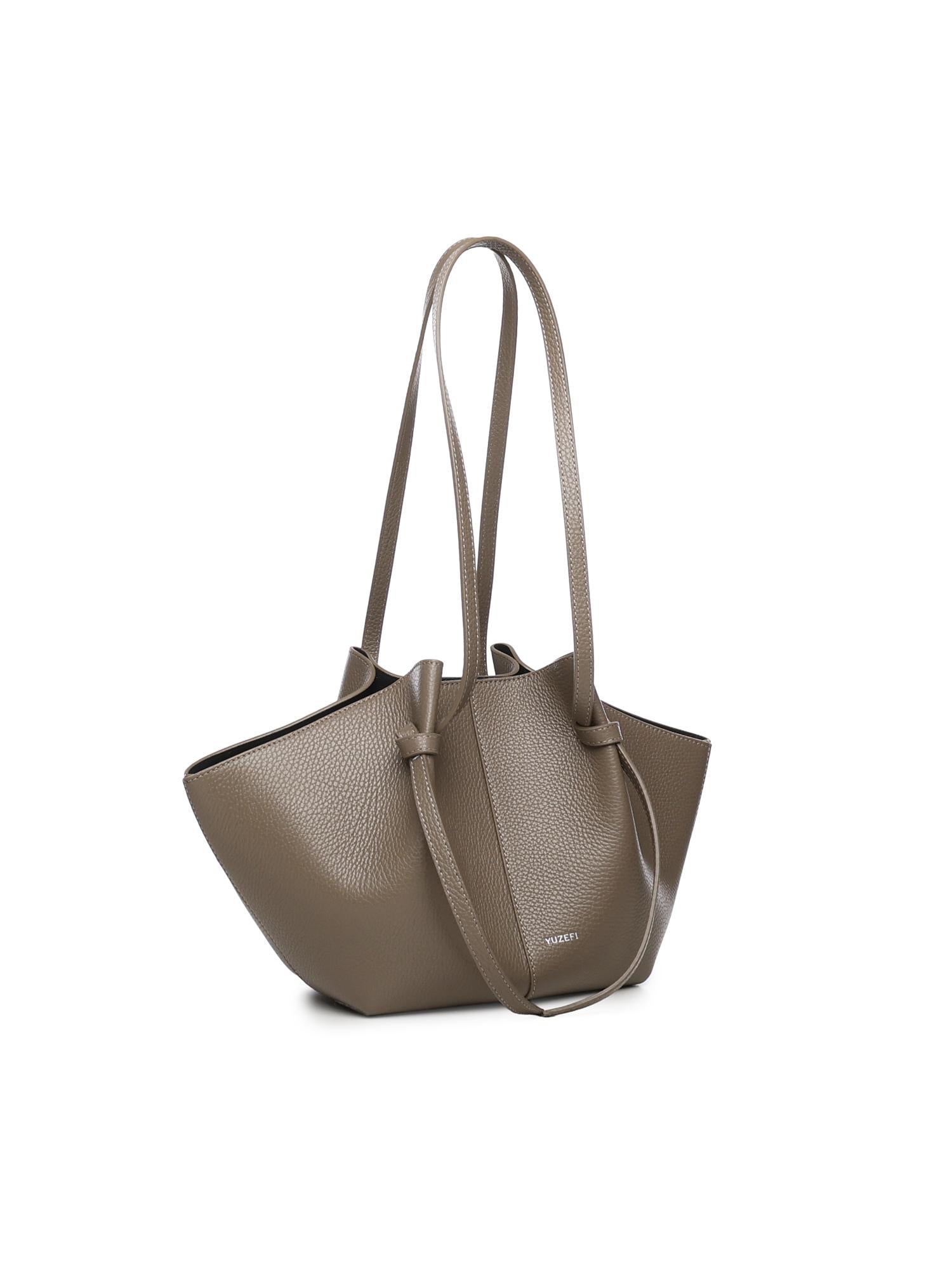 Borsa tote Mochi large in pelle MOCHI PEBBLE GRAIN LEATHER TAUPE YUZEFI 