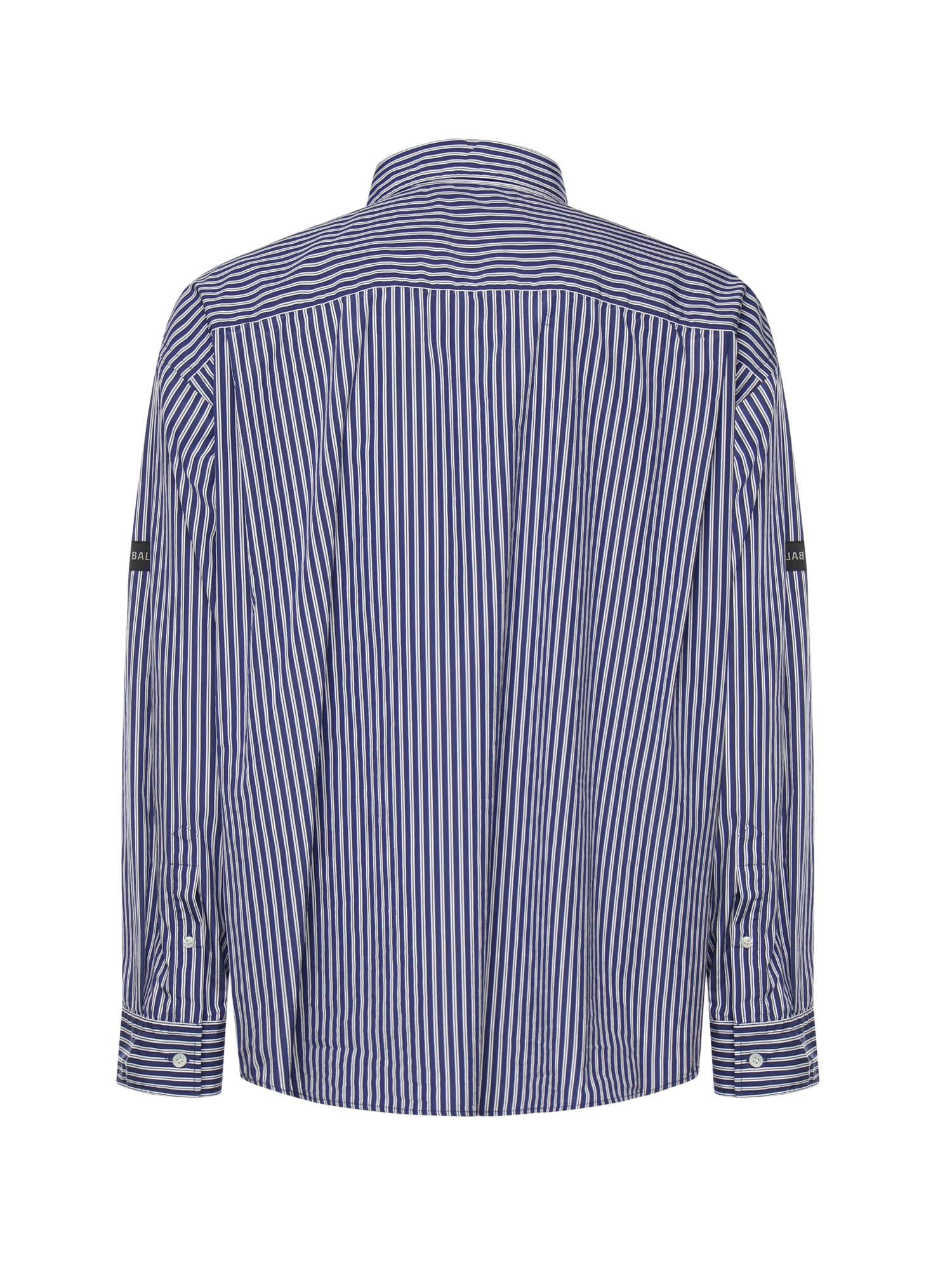 Camicia a righe in popeline di cotone con logo 857814 TTM348502 BALENCIAGA 