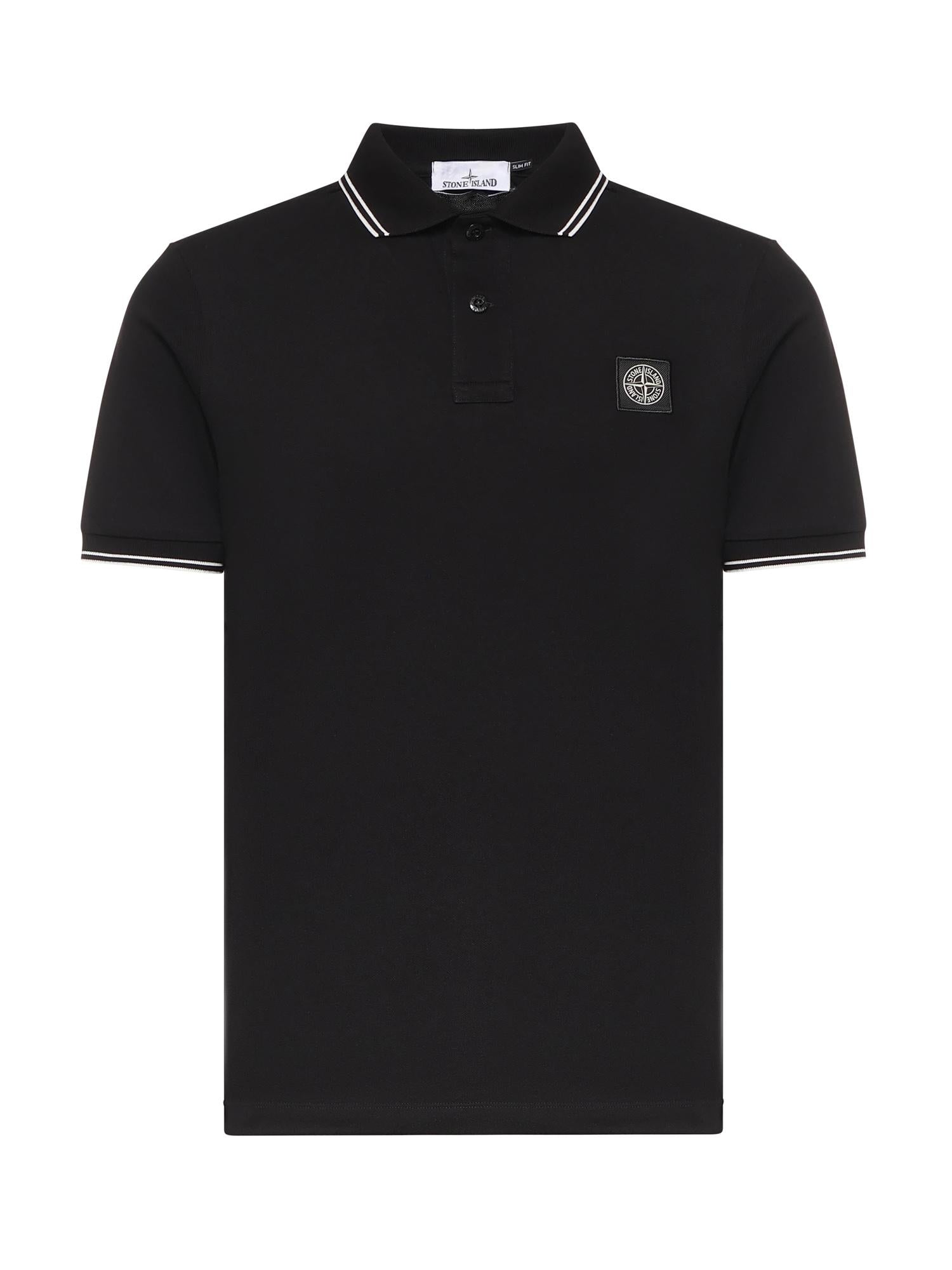 Polo in piqué di cotone con patch Compass L1S152200010 S0018V0029 STONE ISLAND 