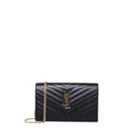 Pochette con catena Cassandre in pelle grain de poudre 377828 BOW011000 SAINT LAURENT 