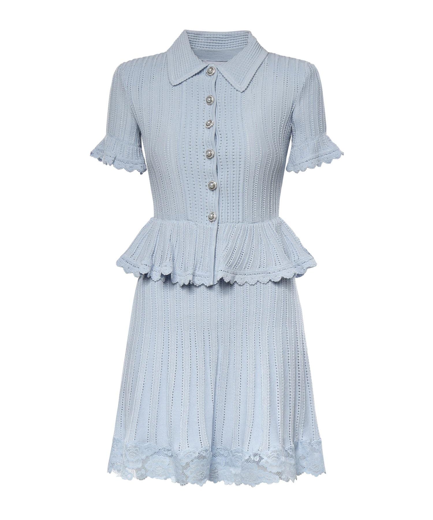 Mini abito con maglia con volant SS26049SA BL SELF-PORTRAIT 