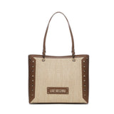 Shopper in rafia con borchie JC4274PP0MKW1 10A LOVE MOSCHINO 