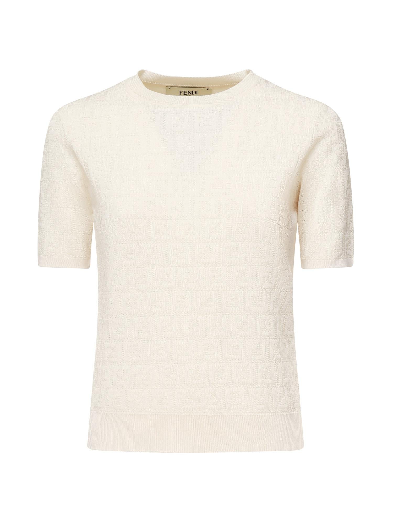 Maglia in cotone e viscosa FF jacquard FZXD57 AUZRF0ZNM FENDI 