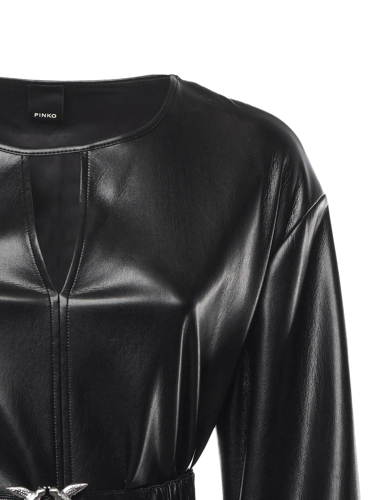 Abito corto effetto pelle 105587 A2P4Z99 PINKO 