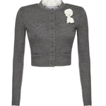 Cardigan con fiori AW25010CB GR SELF-PORTRAIT 