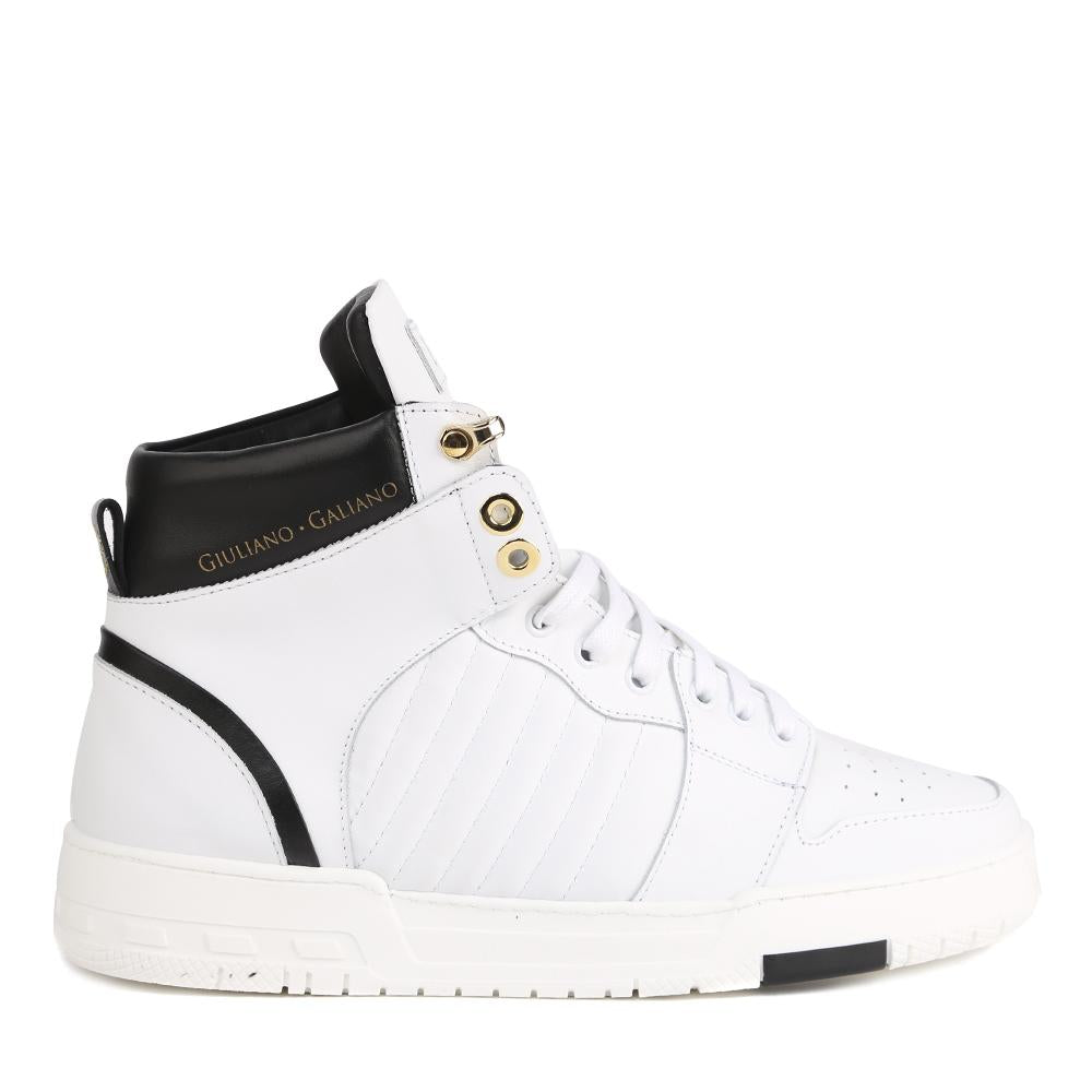 SNEAKERS 1990 BIANCHE E NERE IN PELLE <BR/> 1990 LEATHERWHITE/BLACK GIULIANO GALIANO 