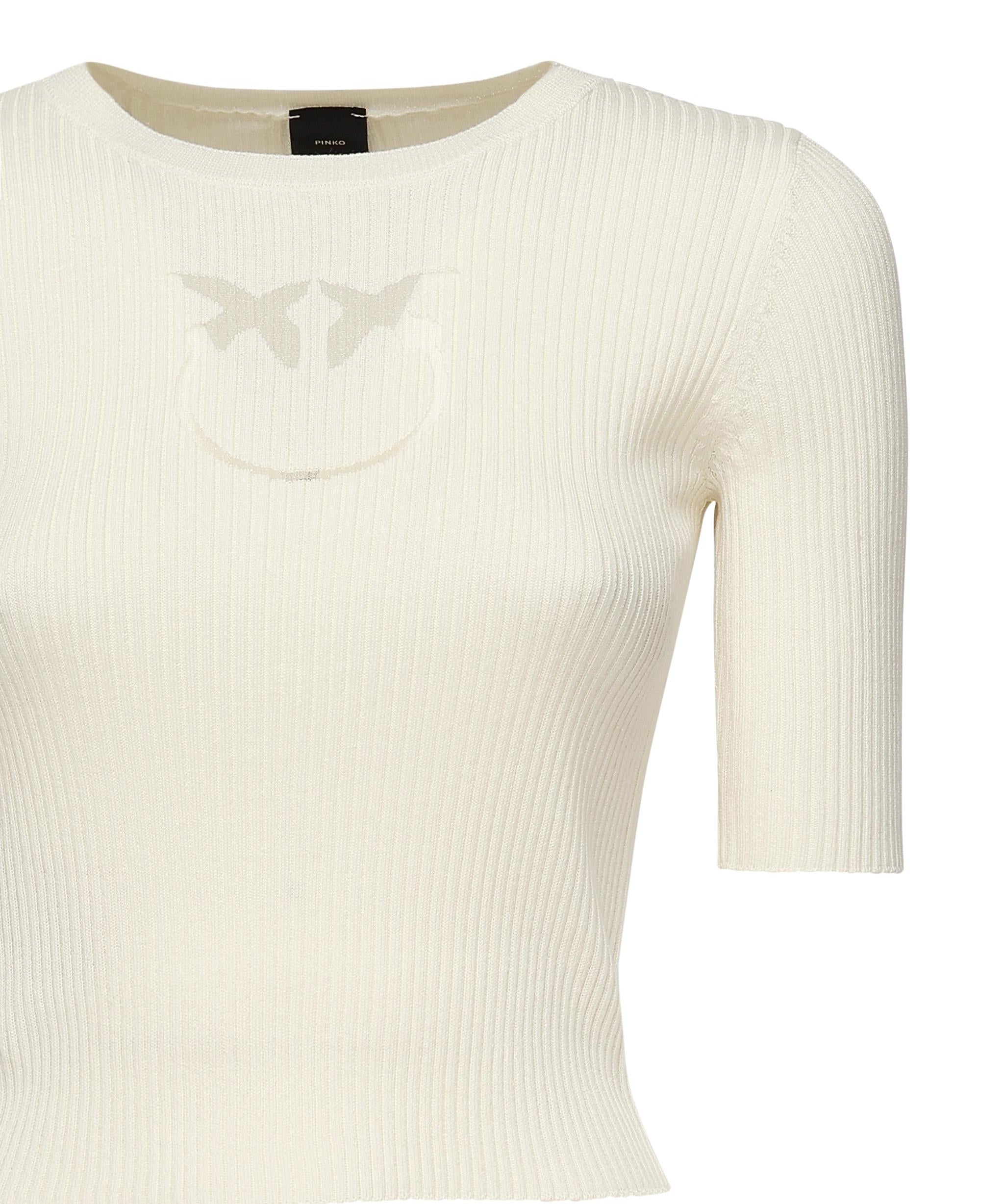 Maglia a costine con logo Love Birds 102017 A1KWZ05 PINKO 