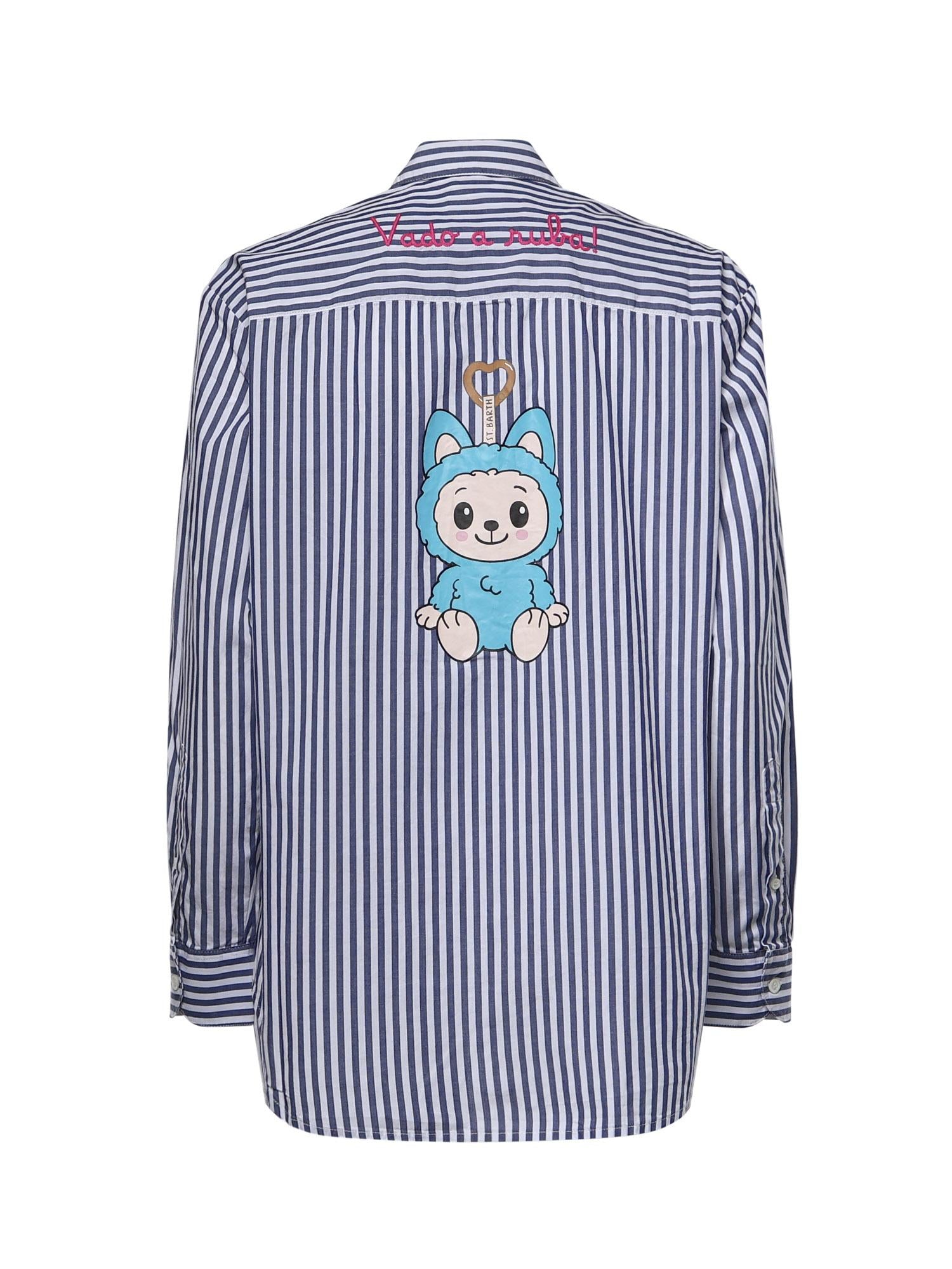 Camicia Brigitte a righe con stampa Labubu in popeline BRIG005 01929L MC2 SAINT BARTH 