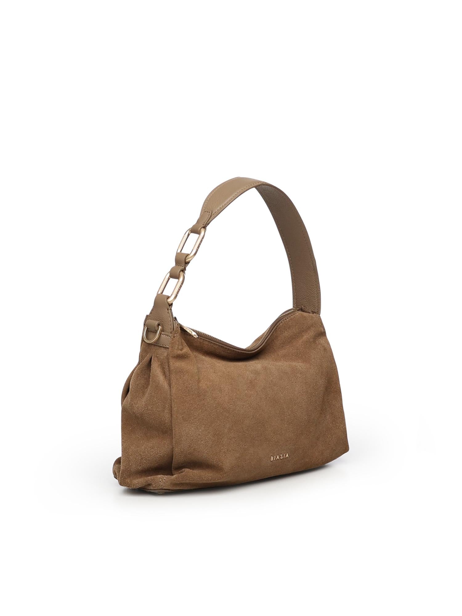 Borsa a spalla in camoscio BIBP9DP01C TAUPE BIASIA 