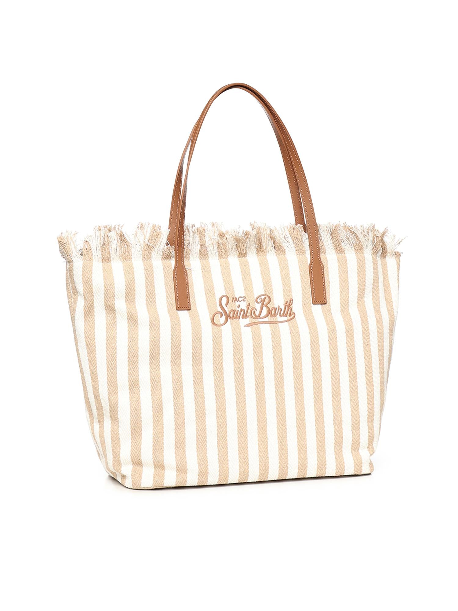 Borsa City in canvas a righe CBF0001 01763L MC2 SAINT BARTH 