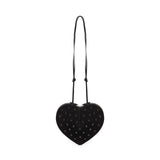 Borsa Le Cœur in pelle di capra scamosciata con strass AA1P003CA286 999 ALAIA 