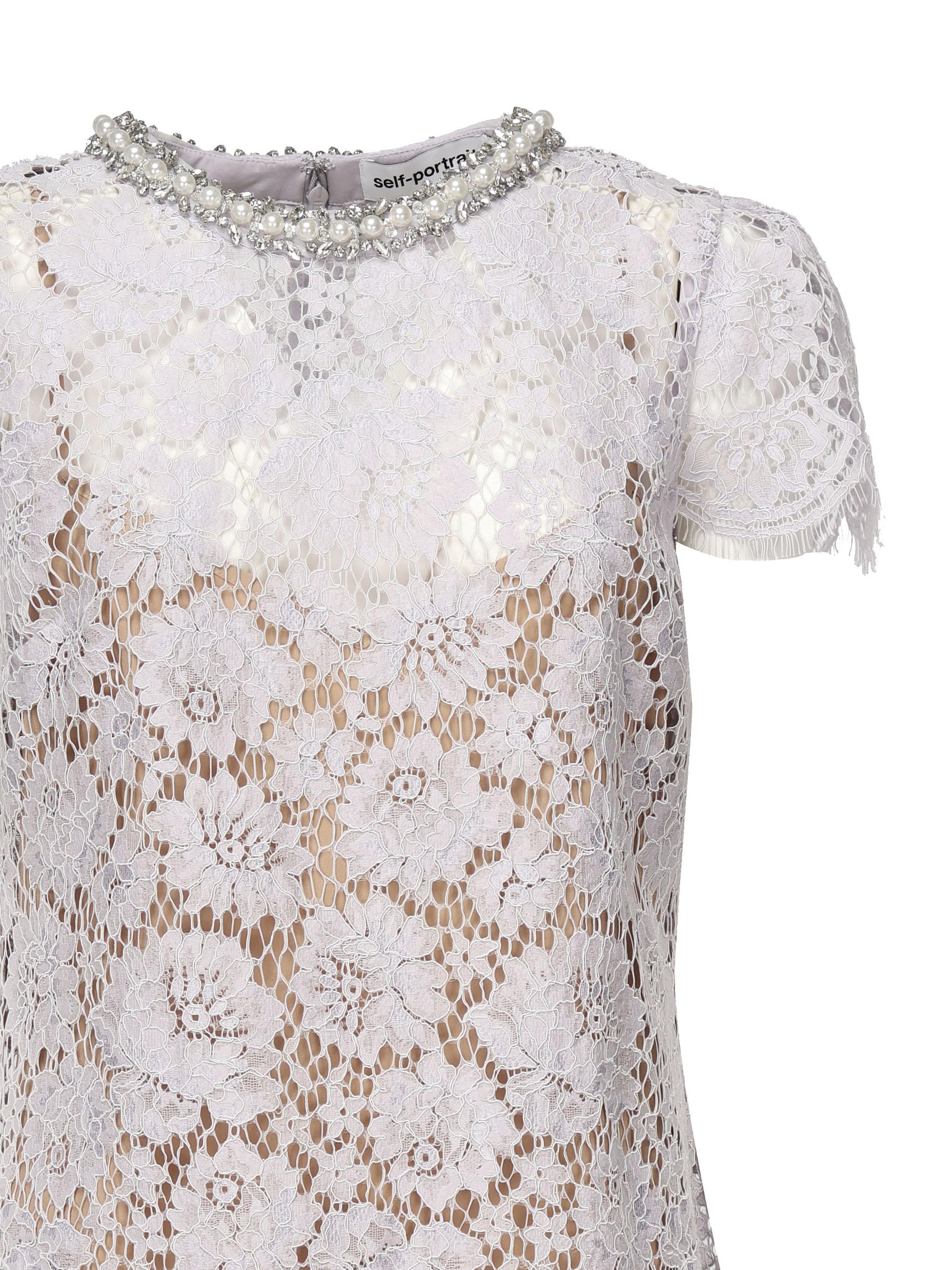 Mini abito in pizzo SS25049S LILAC SELF-PORTRAIT 