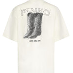 T-shirt in jersey con logo 106872 A3B3Z05 PINKO 