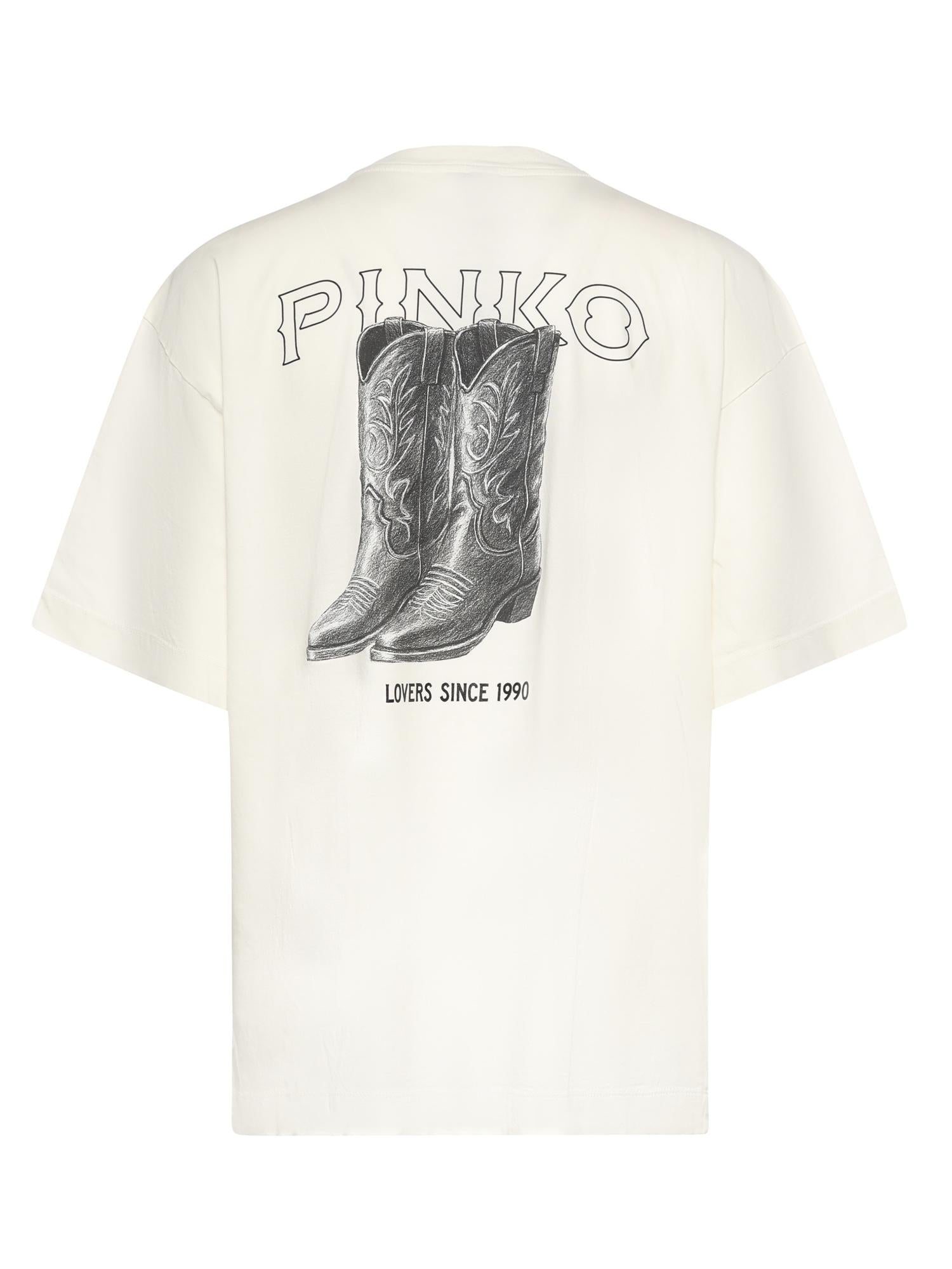 T-shirt in jersey con logo 106872 A3B3Z05 PINKO 