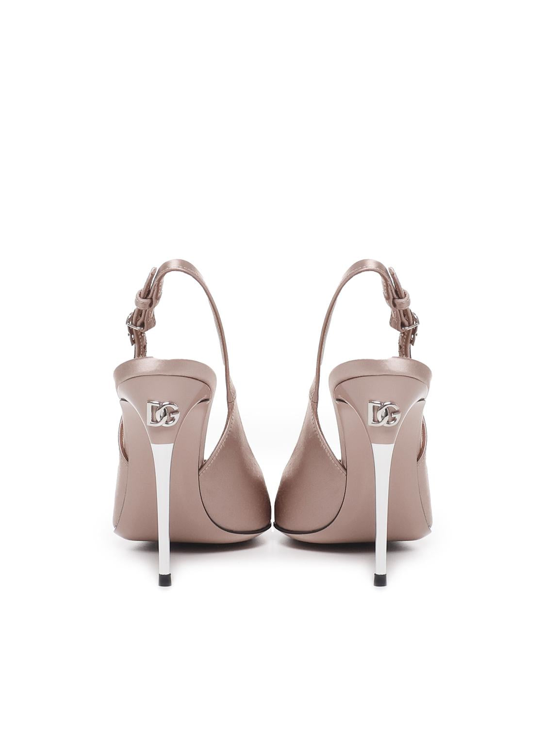 Slingback in raso con logo CG0776 A76308H056 DOLCE & GABBANA 