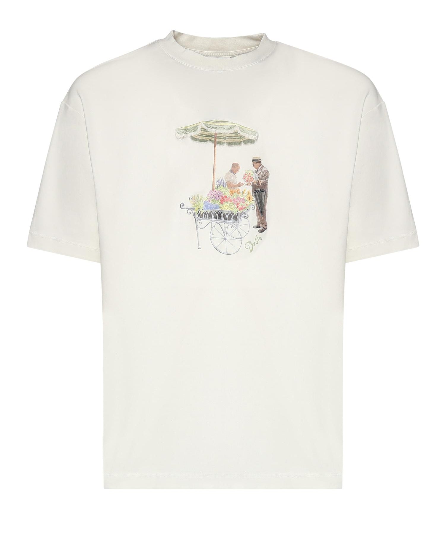 T-shirt Fleuriste in cotone KTS310CO002 OW Drôle de Monsieur 