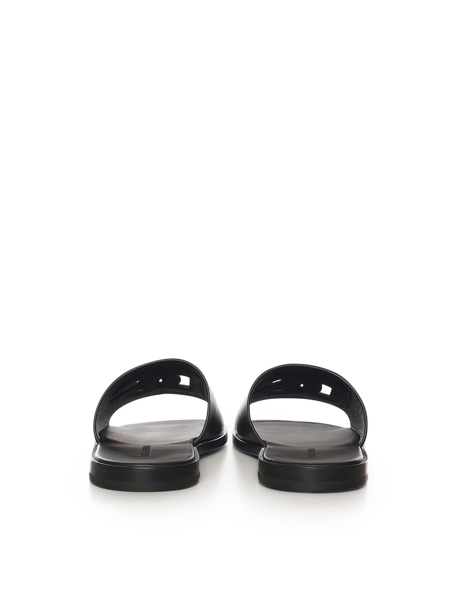 Slide in pelle con logo A80397 A036380999 DOLCE & GABBANA 