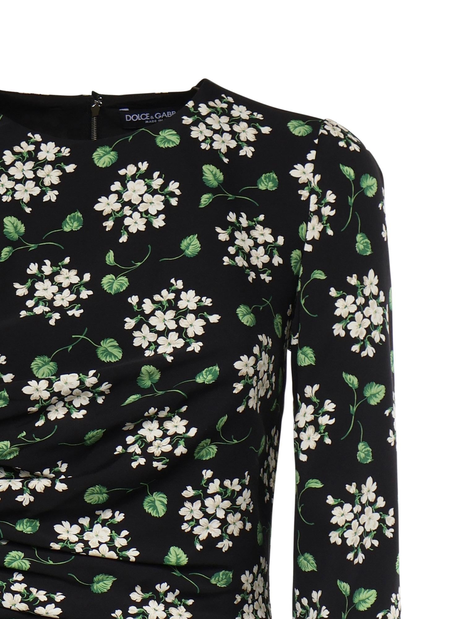 Abito midi in charmeuse di seta con stampa F664HT FSA85HX6BX DOLCE & GABBANA 