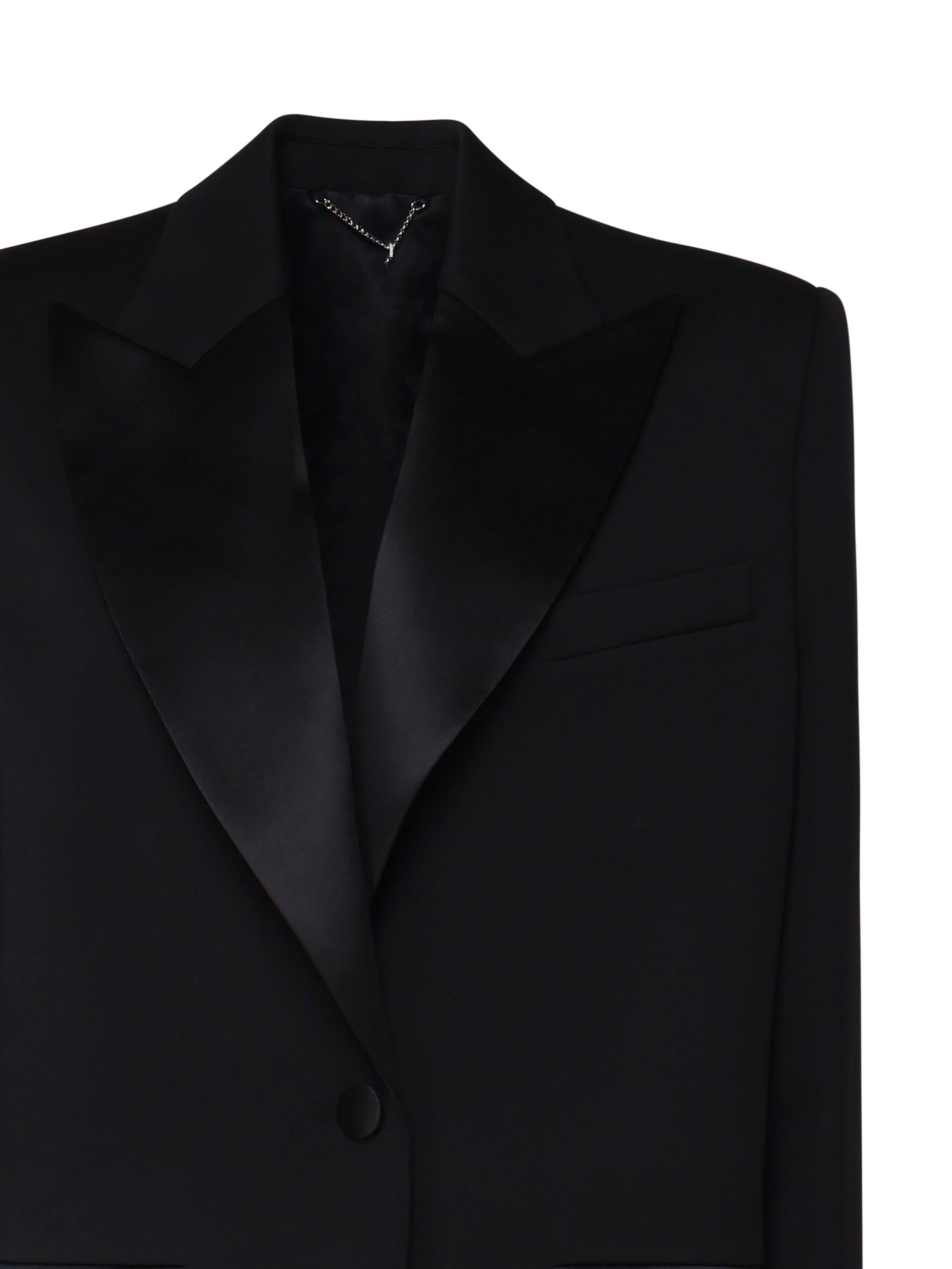 Blazer con rever in satin 1457208001 BLACK MAGDA BUTRYM 