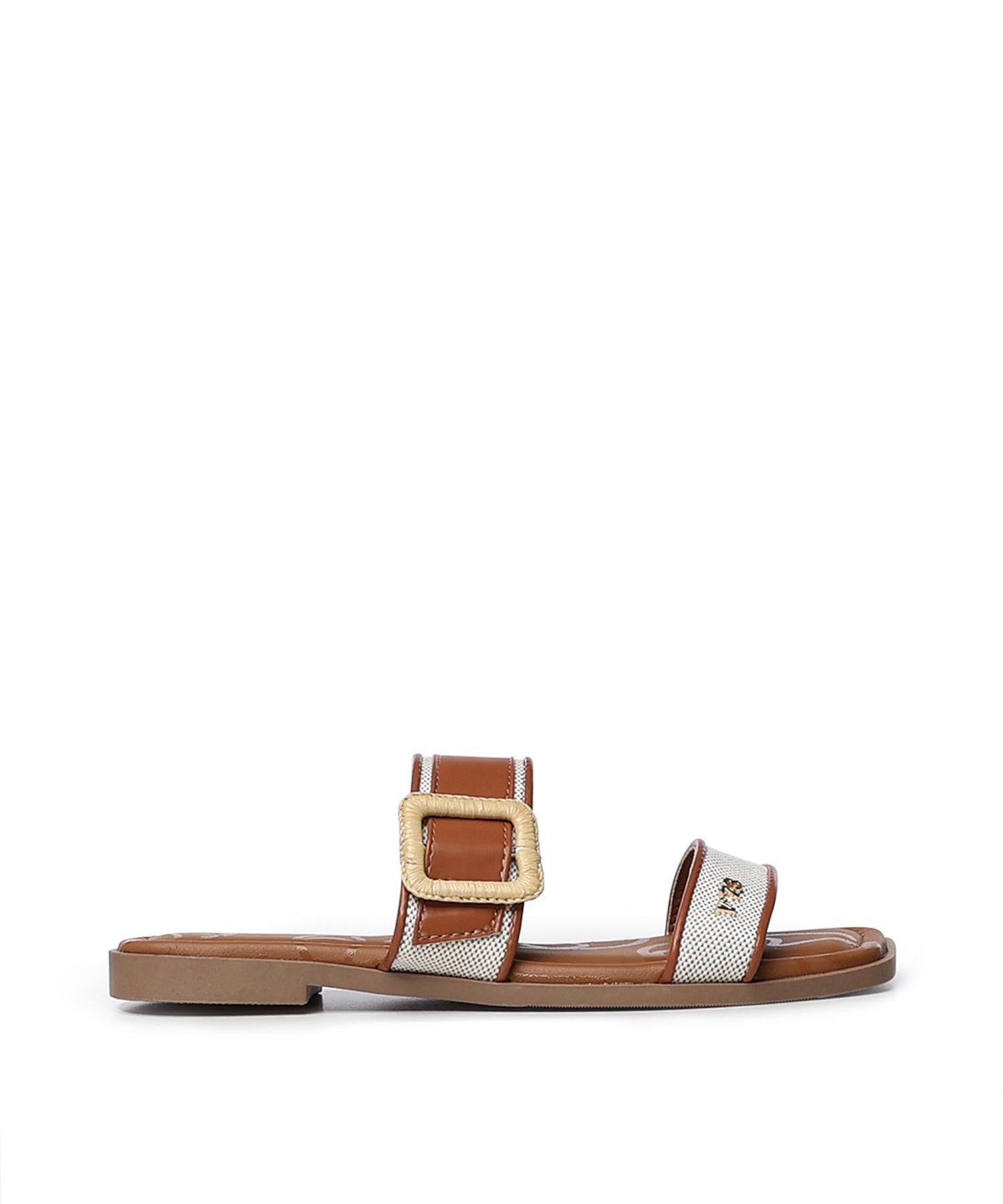 Sandali flat Cassie con logo 73SC9XW01 CASSIE FLATNATURALE/CUOIO V° 73 