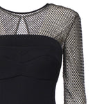 Abito lungo con maniche in rete e strass 79AAO440 N0356899 GENNY 