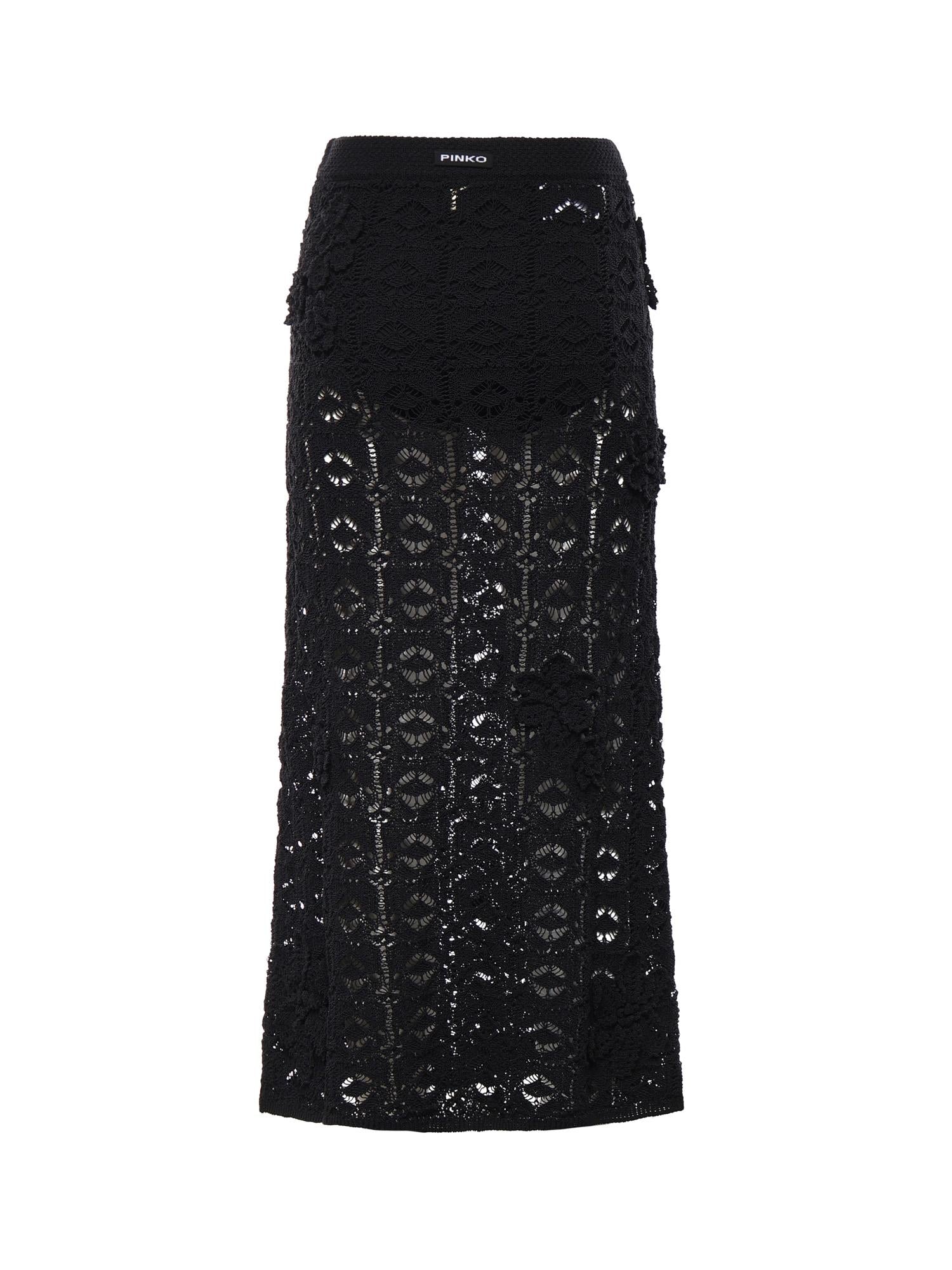 Gonna midi in crochet con fiori 106861 A3B8Z99 PINKO 