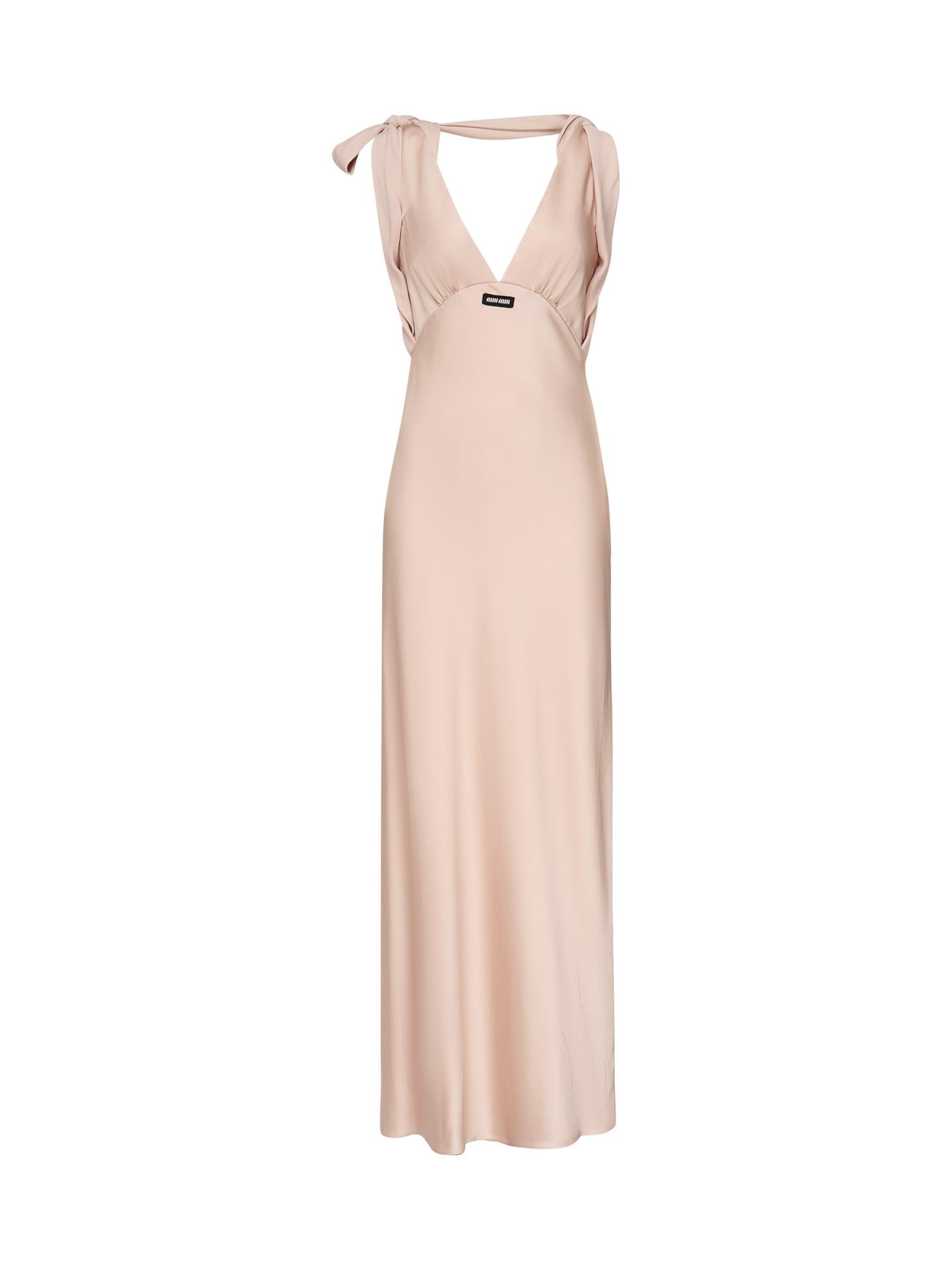 Abito lungo in satin MF5894 1254F0924 MIU MIU 
