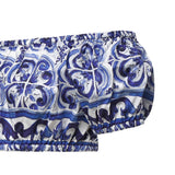 Top corto in popeline stampa maiolica F755RT HH5BAHA3TN DOLCE & GABBANA 