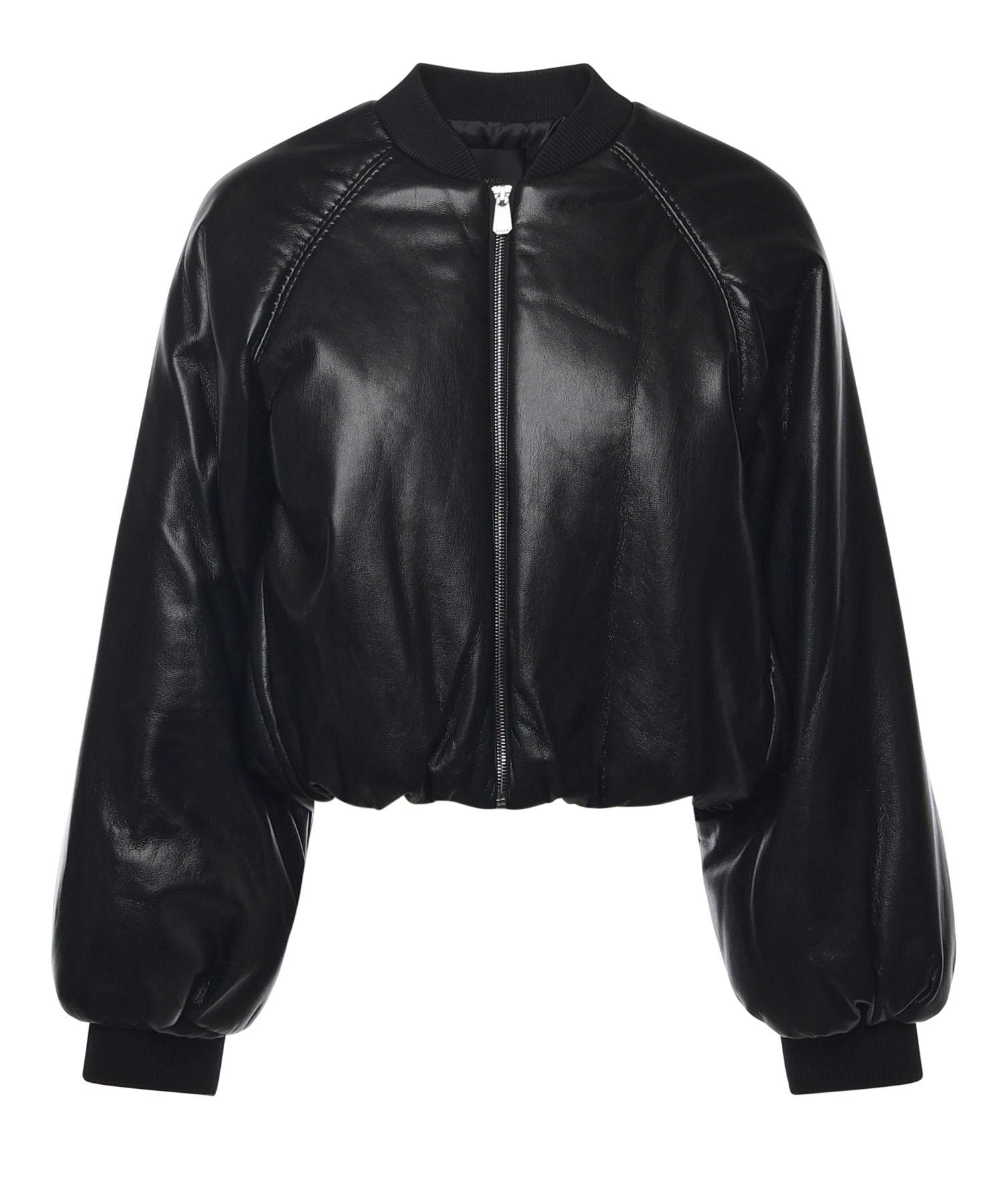 Bomber cropped effetto pelle 105372 A2P4Z99 PINKO 