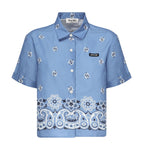 Camicia in popeline fiammato con stampa MK1951 17XXF061M MIU MIU 